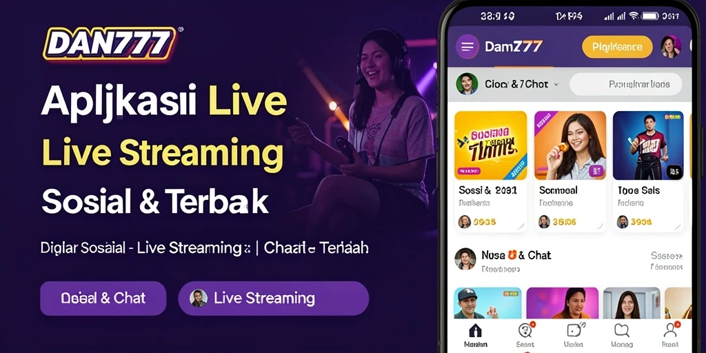 Tampilan antarmuka menarik aplikasi Live Streaming DAN777.