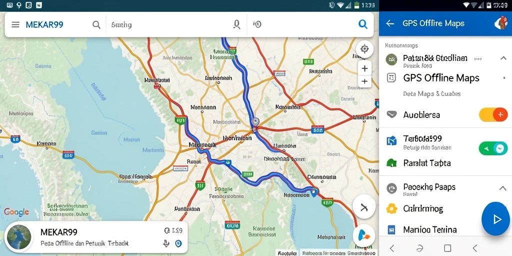 Antarmuka MEKAR99 yang sederhana dan fungsi GPS Offline Maps.