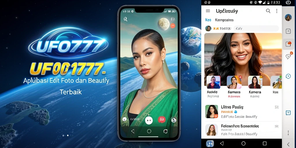 Antarmuka pengguna UFO777 untuk edit foto dengan fitur Kamera Beautify.