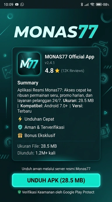 Tampilan halaman APK monas77